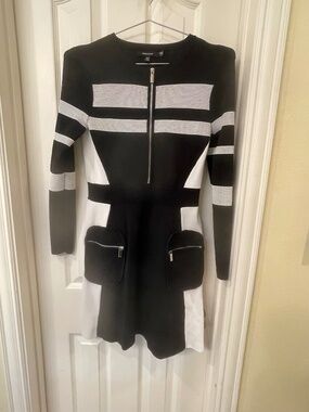 Karen Millen long sleeve ribbed ottoman mini dress M